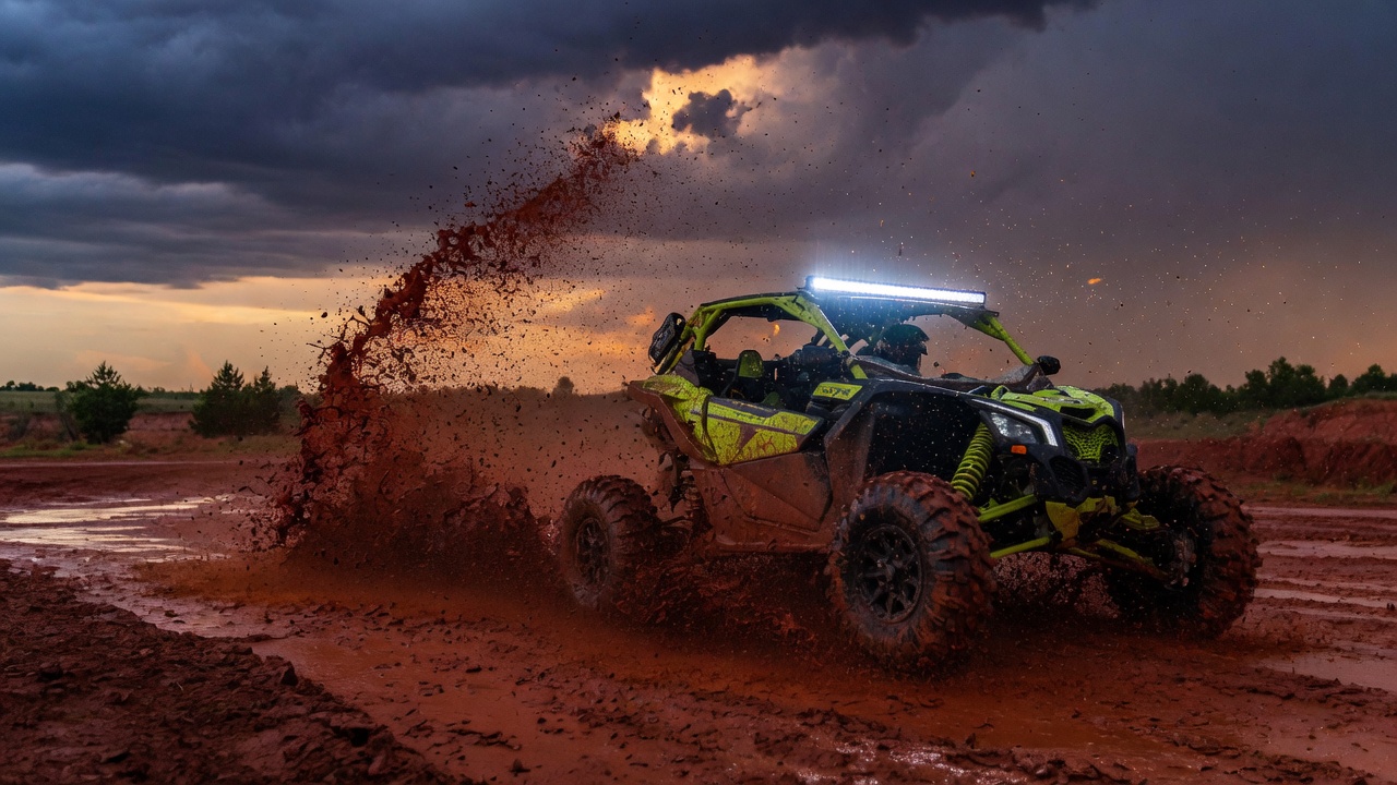 Lime UTV sending it through Oklahoma mud